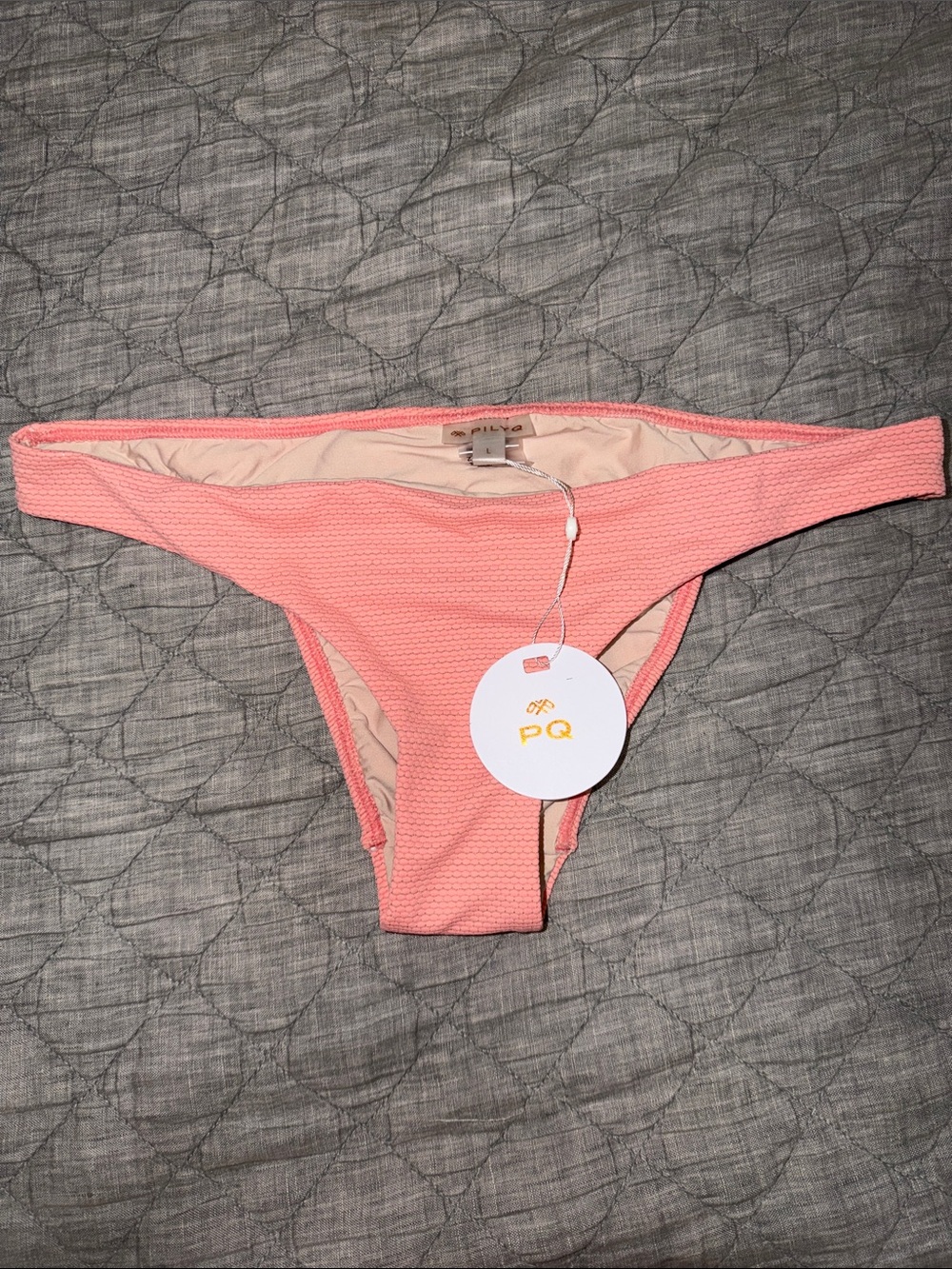 NWT Pilyq Coral Pink Textured Bikini Bottom